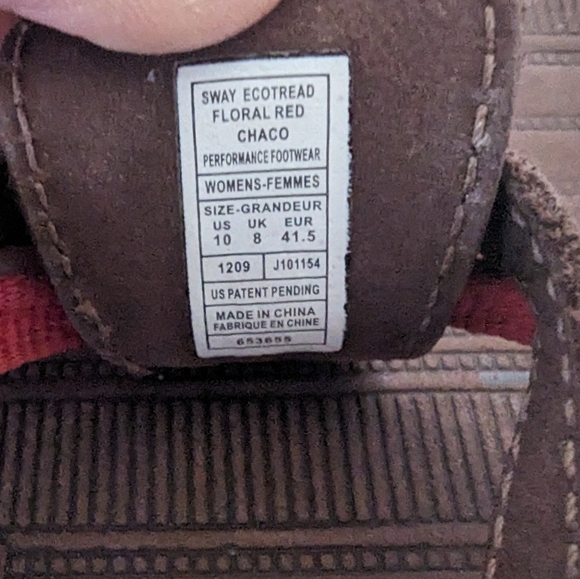 Chaco Sway Ecotread Women's Size 10 Brown Red Floral Thong Flip Flops Outdoors - Picture 7 of 7